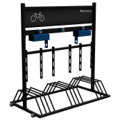 Mobile bicycle stand | with advertising sign | Model E:with 3 x sockets IP54, 2x holder for e-bike charger